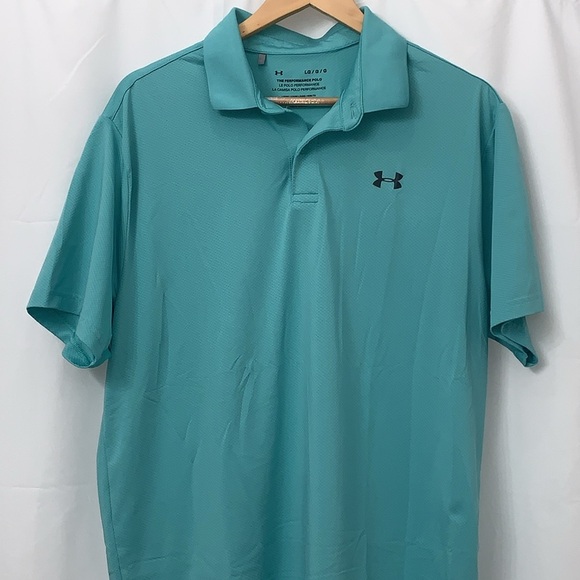 Men’s Under Armour Blue The Performance HeatGear Polo Size Large EUC - Picture 5 of 7